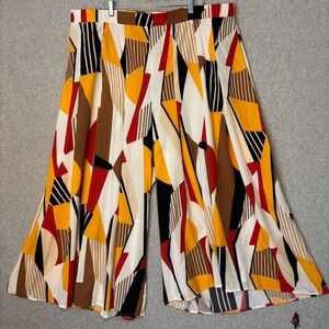 Shein Fit+ Women's 24 Wide Leg Palazzo Pants Geometric Print Colorful Art Deco‎
